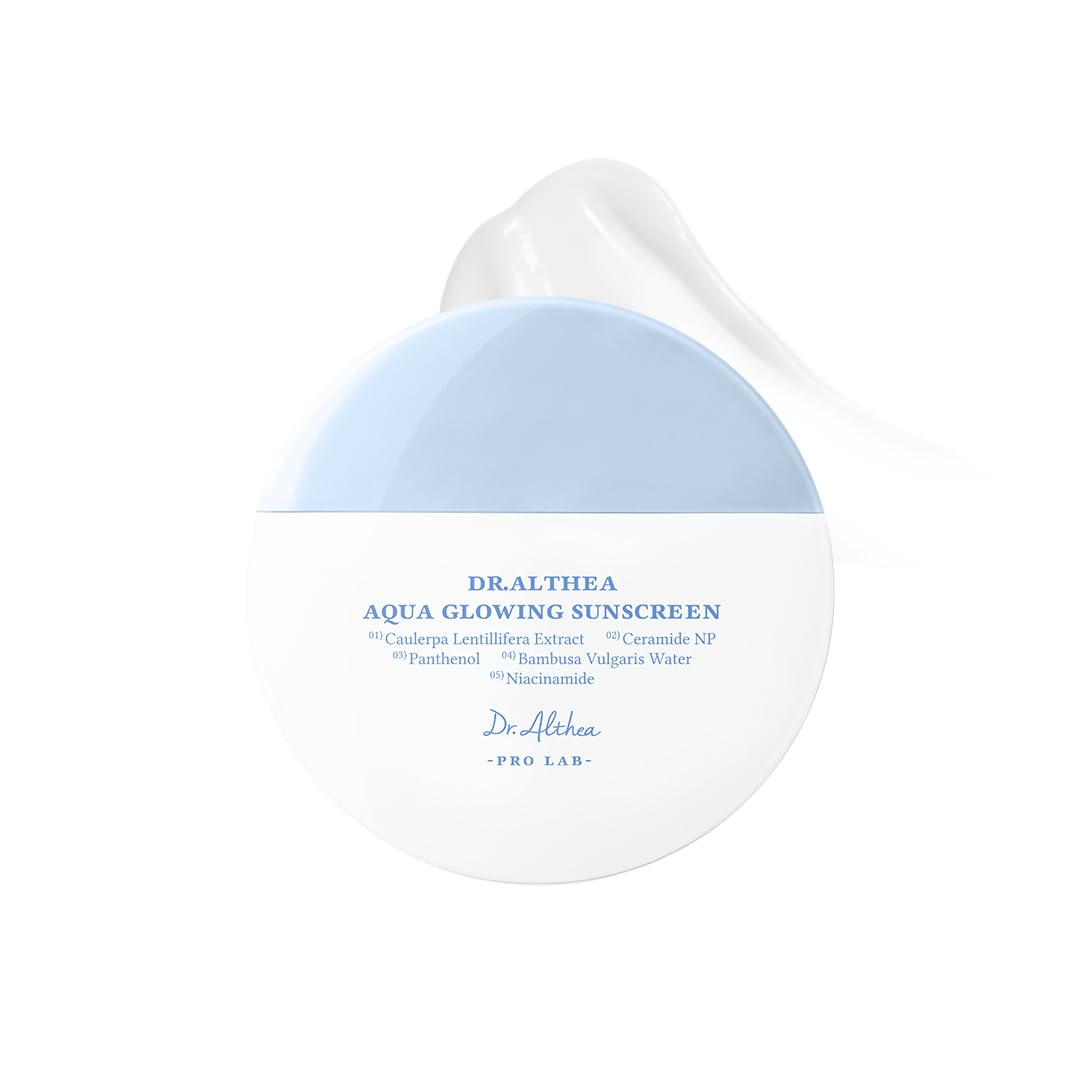 Dr. Althea Aqua Glowing Sunscreen | SPF 50+ PA++++ | Lightweight Hydrating Sunscreen | Non-Greasy, No White Cast | Korean Vegan Skincare | 45ml