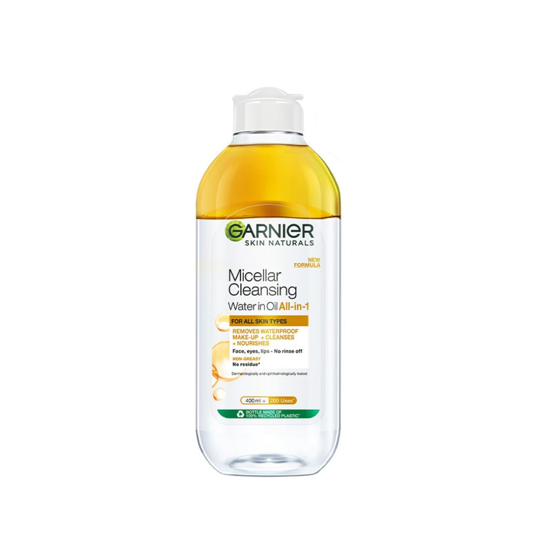Garnier Oil-infused Micellar Cleansing Water | Make-Up Remover & Cleanser for waterproof & smudge-proof makeup | Suitable for all skin types | Just Pour, Press & Swipe | 400ml
