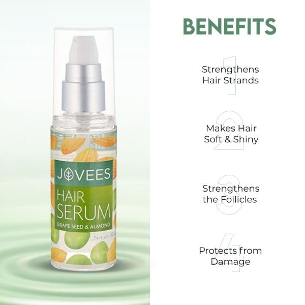 JOVEES HERBAL ovees Herbal Hair Serum Grape Seed and Almond | For Frizzy Hair | Prevents Hairfall | For Men & Women | (60ml)