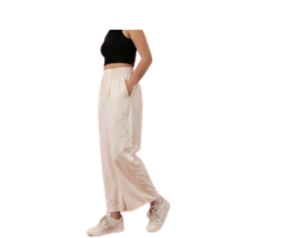 Womens Khadi Cotton febric Palazzo Pant | Wide Leg Fit, Drawstring Waist Palazzo for Women 2XL WHITE