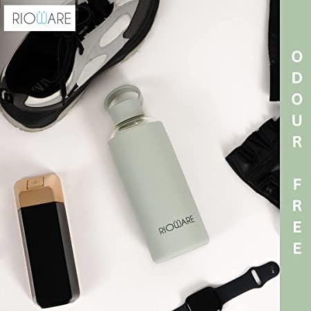 Rioware Aquashot Borosilicate Glass Water Bottle with Silicon Sleeve (750Ml) | Airtight Lid | Leak Proof | Silicon Cap | Fridge Water Bottles for Home, Office &