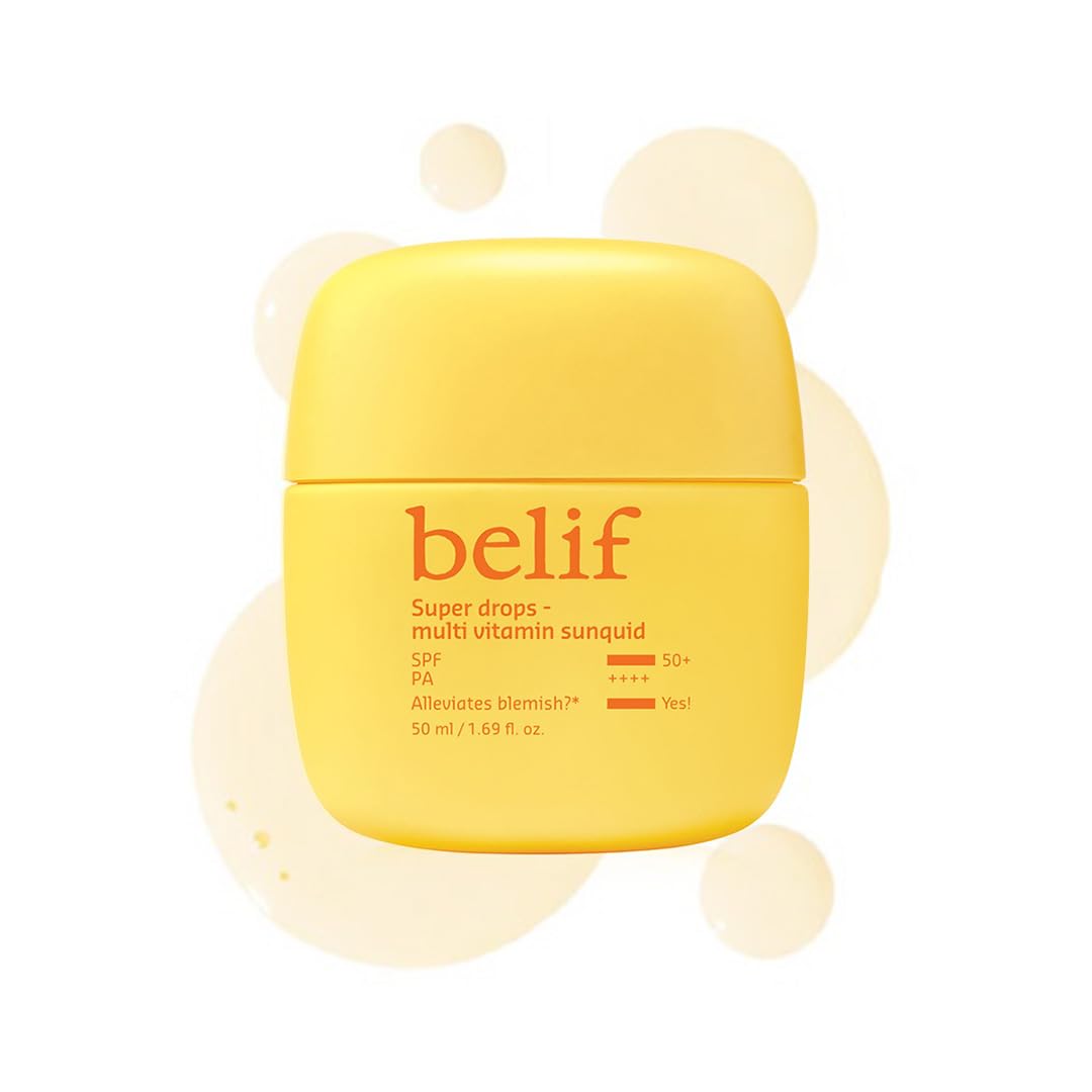 Belif Super Drops Multivitamin Sunquid SPF 50+ PA++++ | Korean Sunscreen with Vitamin C | Reduces Redness, Dullness & Dark Spots | Lightweight Sunscreen with Mu