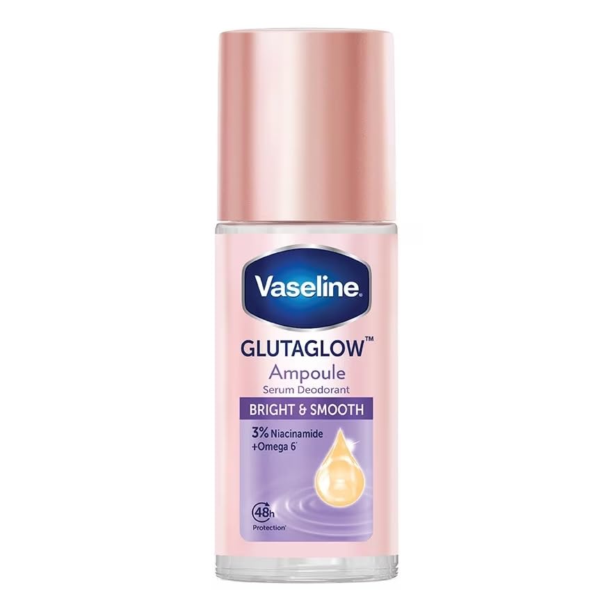 Vaseline GlutaGlow Ampoule Roll-On Deodorant Bright & Smooth 45ml – Antiperspirant with Niacinamide & Omega 6 for Even-Toned Underarms