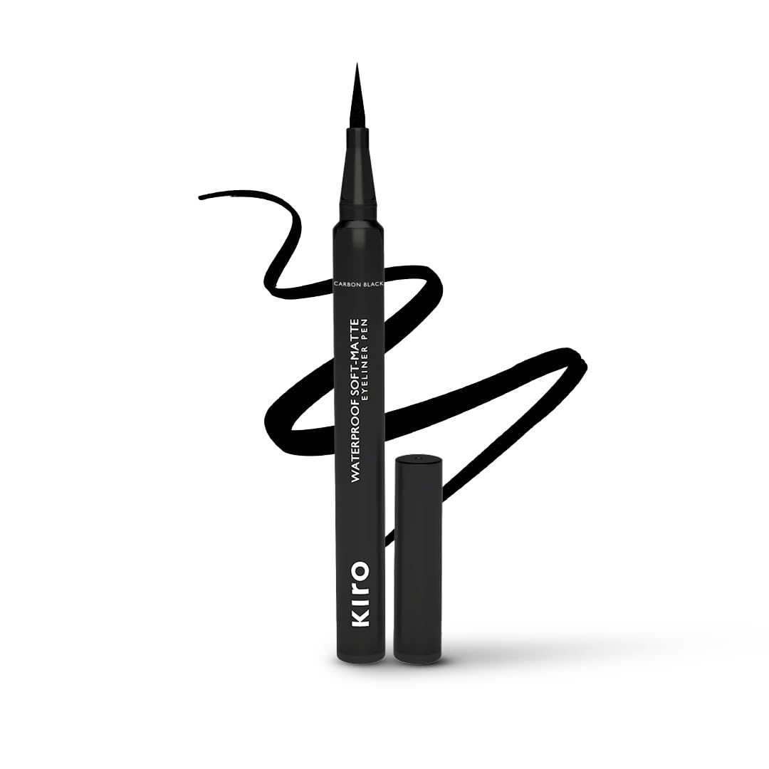 Kiro Waterproof Soft-Matte Eyeliner Pen, Carbon Black, 1.1 ml, Smudgeproof Eye liner, Matte Pen Eyeliner, Vegan, No Parabens, Liquid Eye Pen, 24 Hour Stay On, Non Toxic Liner for Eye