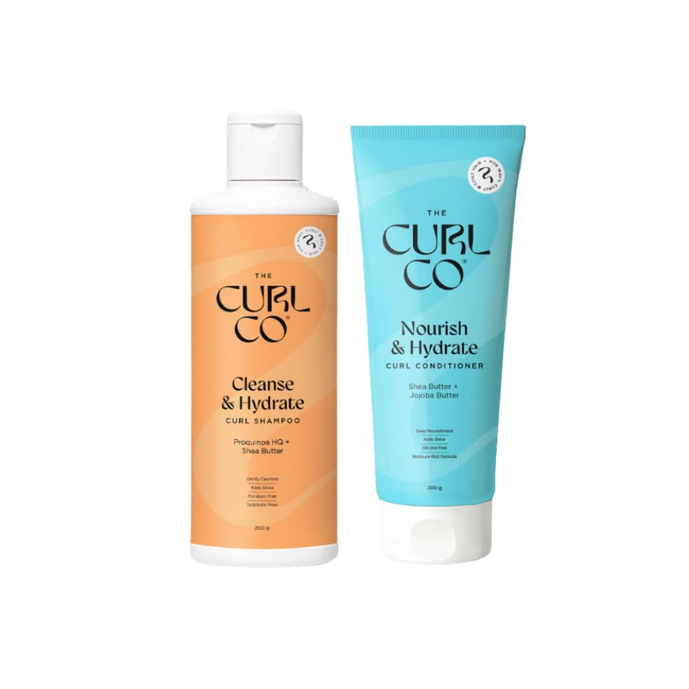 The Curl Co Wash Duo | Shampoo & Conditioner | Cleanses & Hydrates from Root to Tip | No sulphates, silicones, mineral oils | Suitable for Curly, Wavy, Dry & Fr