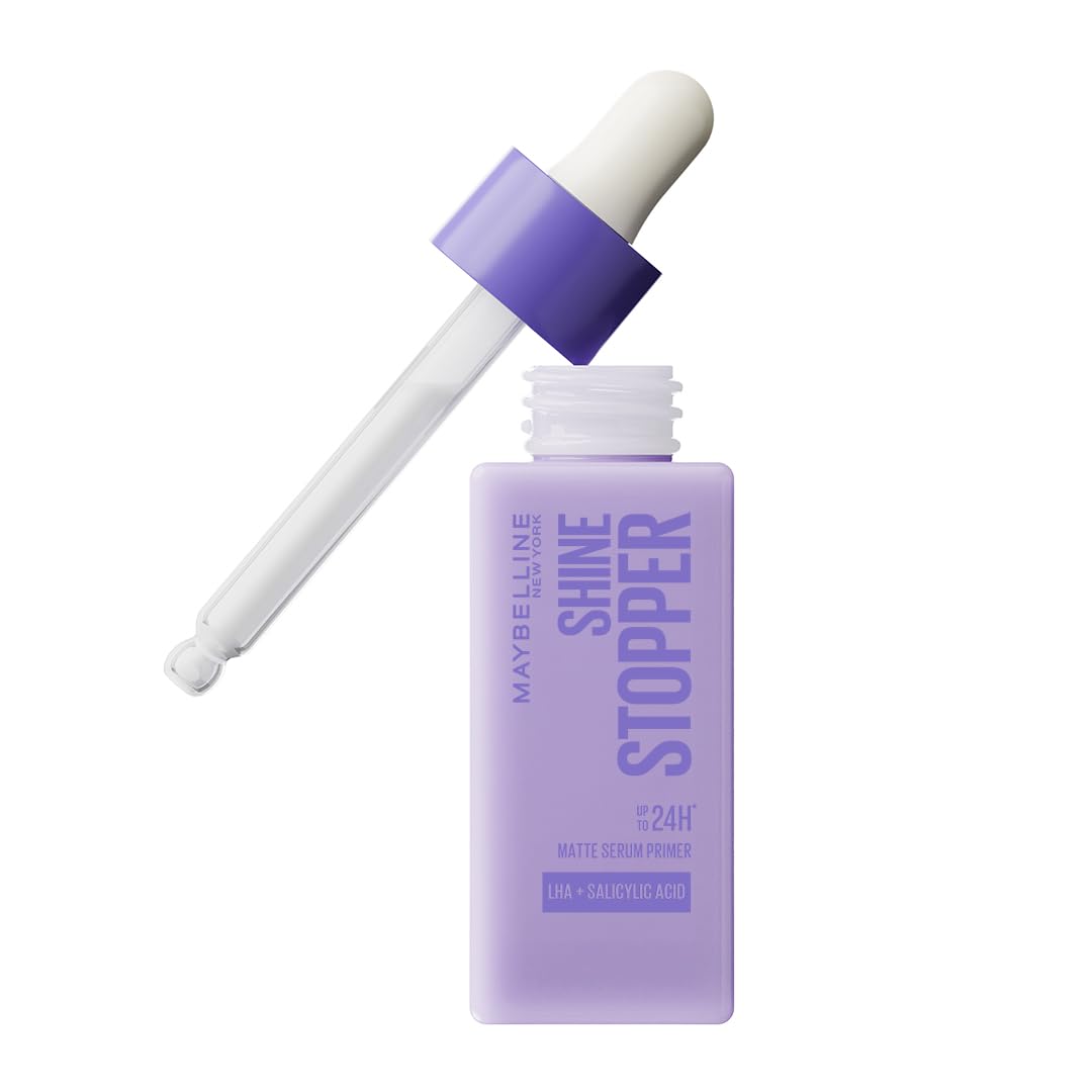 Maybelline New York Shine Stopper Primer | 3-in-1 Serum Primer for Oily Skin to Prime, Mattify, Hydrate with LHA & Salicylic Acid, 25ml