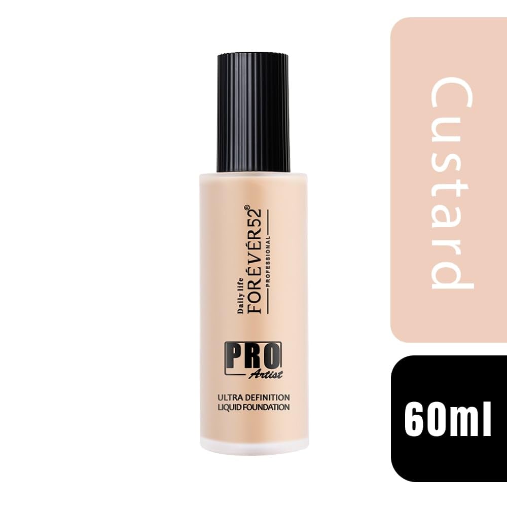 Daily Life Forever52 Pro Artist Ultra Definition Liquid Foundation |Long Lasting, Full Coverage, 24H, Waterproof & Sweatproof, Lightweight Hydrating, Oil-Free Formula - Custard (BUF002) 60ML