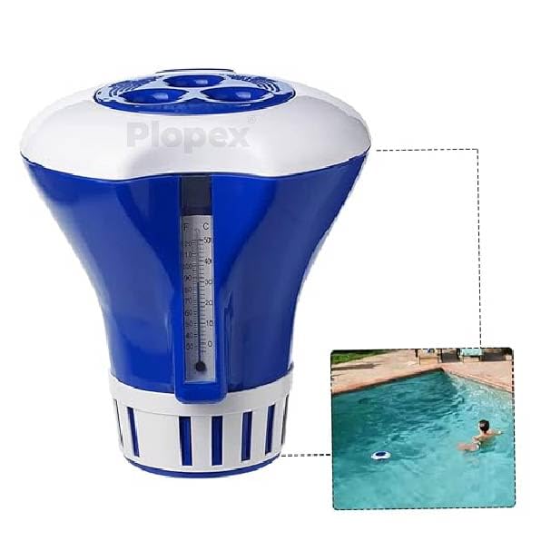 Swimming Pool Chemical Floating Chlorine Tablets Dispenser with Thermometer for Swimming Pools, Spas, Hot Tubs, Fish Ponds & Aquarium.