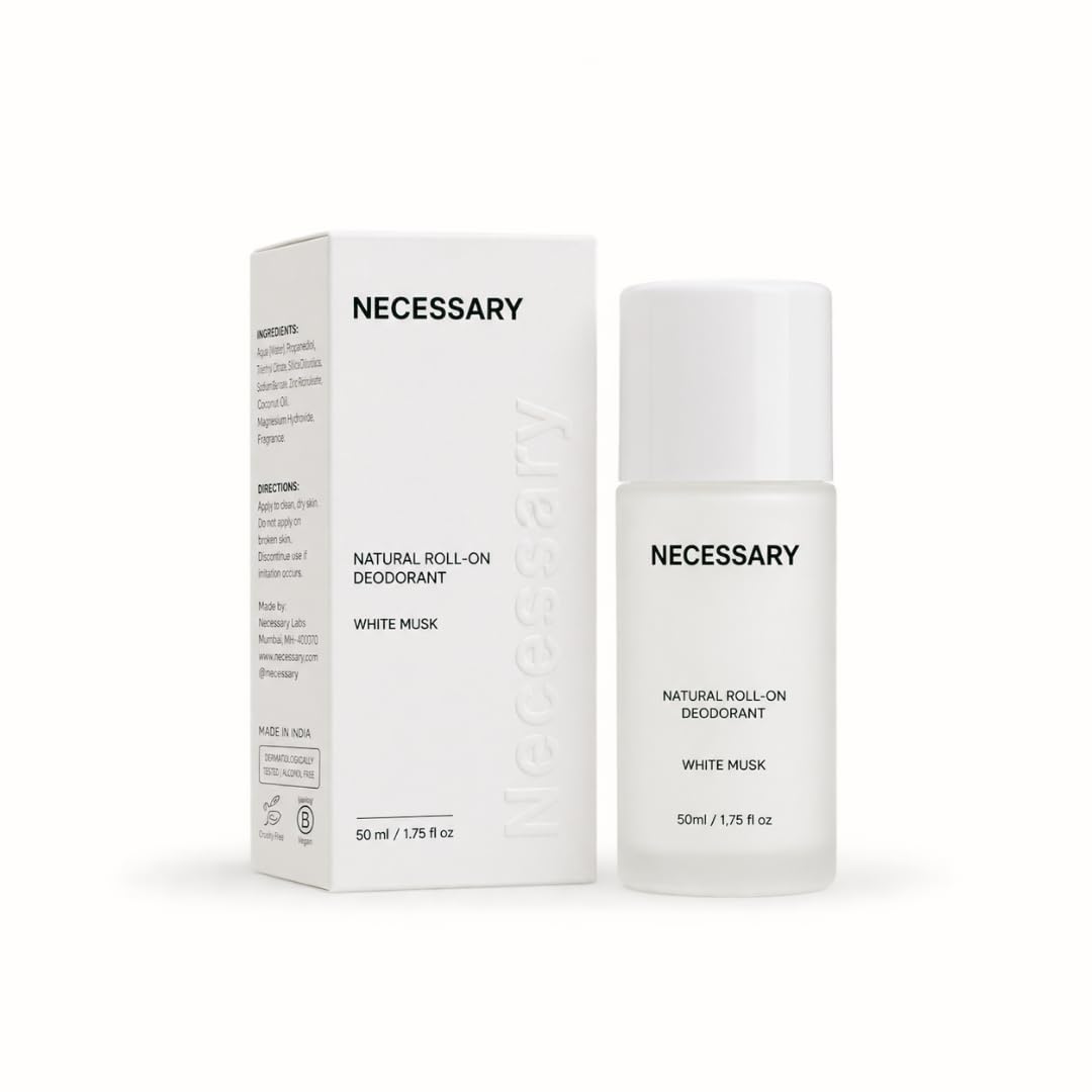 Necessary Roll-On Deodorant for Dark Underarms, White Musk, 50ml White Musk Pack of 1