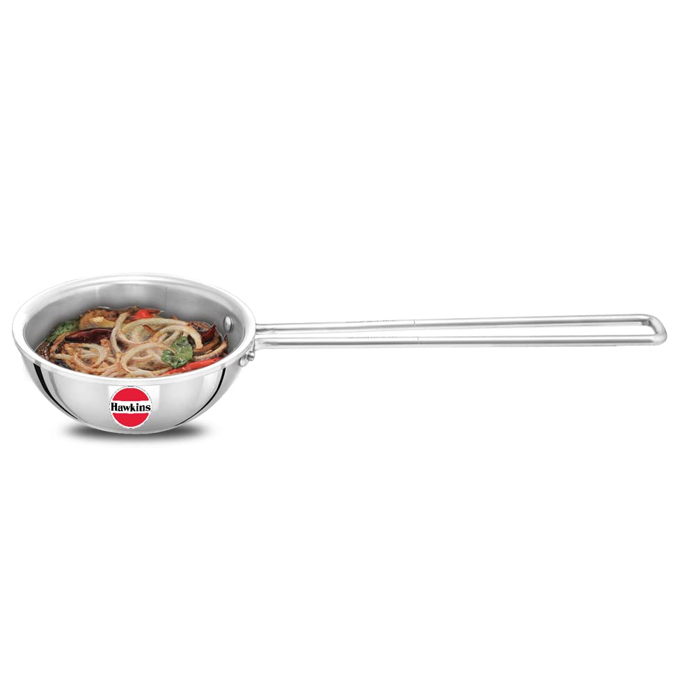 Hawkins 1.5 Cup Tadka Pan, 360 ml Triply Stainless Steel Pan, Silver (STP15)