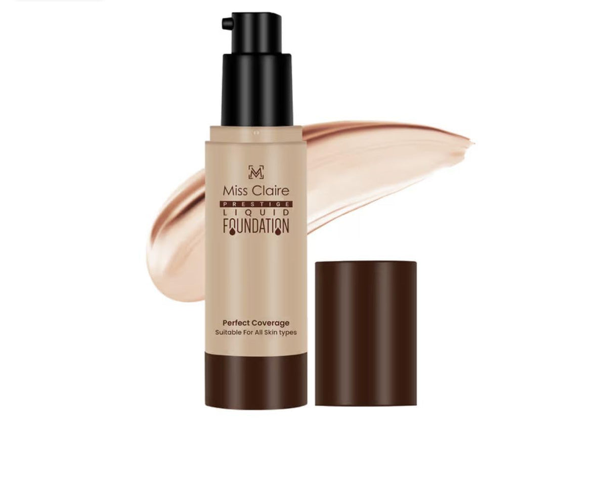 Miss Claire Prestige Liquid Foundation Perfect Coverage, 21 Natural Beige, 35 ml