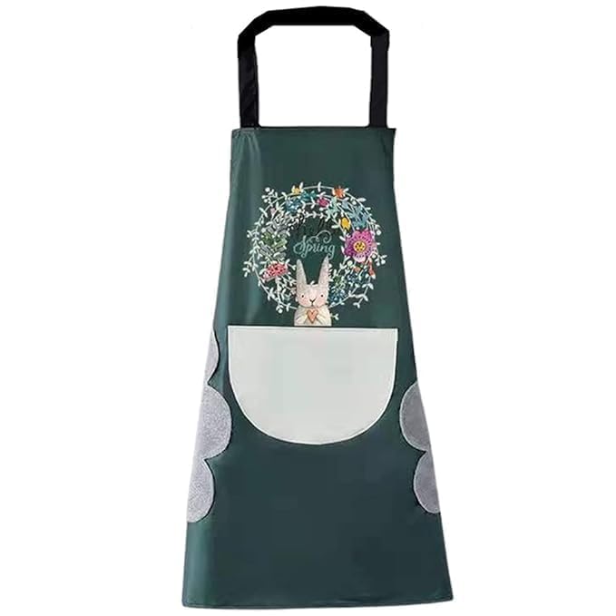 Waterproof Kitchen Apron with Pockets and Side Coral Velvet Hand Wipe Towel | Adjustable Oil and Water Resistant Cooking Apron for Men and Women