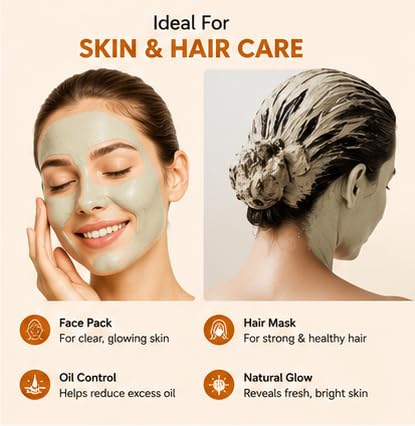Multani Mitti Powder for Face Pack & Hair Care | 100% Natural Bentonite Clay | Deep Cleansing Skin Care Powder | For Oily Skin, Face Mask & Hair Mask | 200g