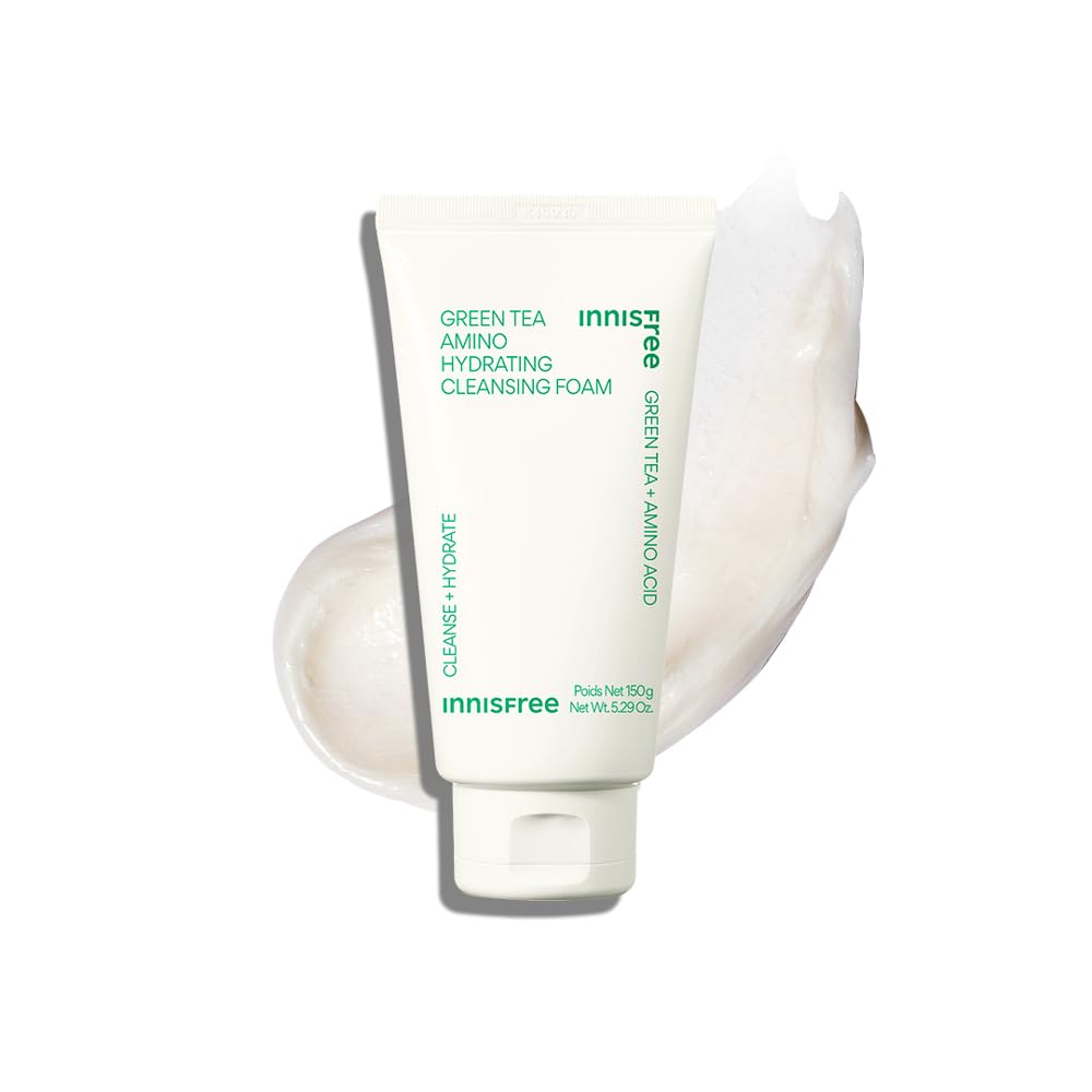 Innisfree Green Tea Amino Acid Cleansing Foam, Sulfate-Free Hydrating Korean Face Wash, Gentle Lather, pH-Balanced Skincare 150g