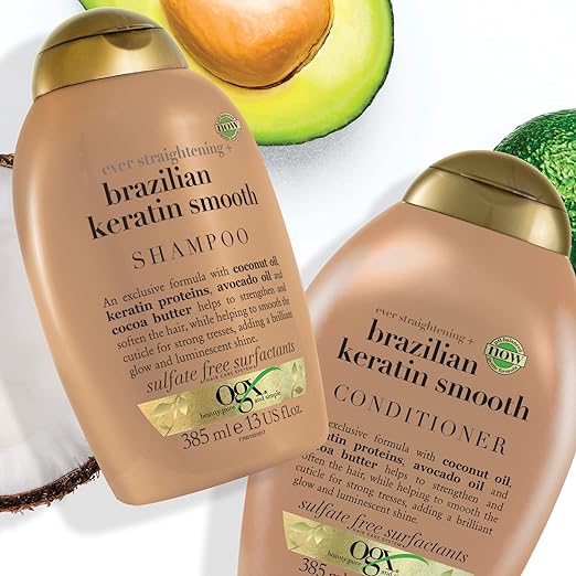 OGX Ever Straightening Brazilian Keratin Smooth Shampoo With Coconut Oil, Keratin Proteins, Avocado Oil & Cocoa Butter,Sulphate Free Surfactants, Paraben Free 3