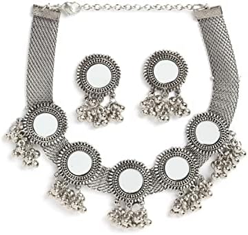 Elegant Oxidized Choker Necklace Set - Handcrafted Traditional Indian Jewelry for Women