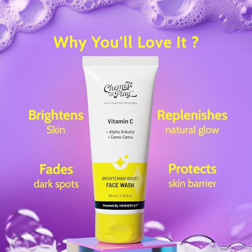 Chemist at Play 30x Vitamin C Face Wash, 10% Vitamin C Face Serum & Under Eye Cream Combo | Fades Dark Spots, Brightens & Reduces Dark Circles & Puffiness | 100