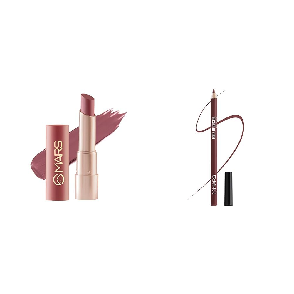 MARS Creamy Matte Long Lasting & Creamy Lipstick(3.2 gm) (02-Zesty Zumba) Matte Lip Liner One Swipe Smooth Long Lasting Lip Pencil (1.4gm) (03-BLOOD BATH)