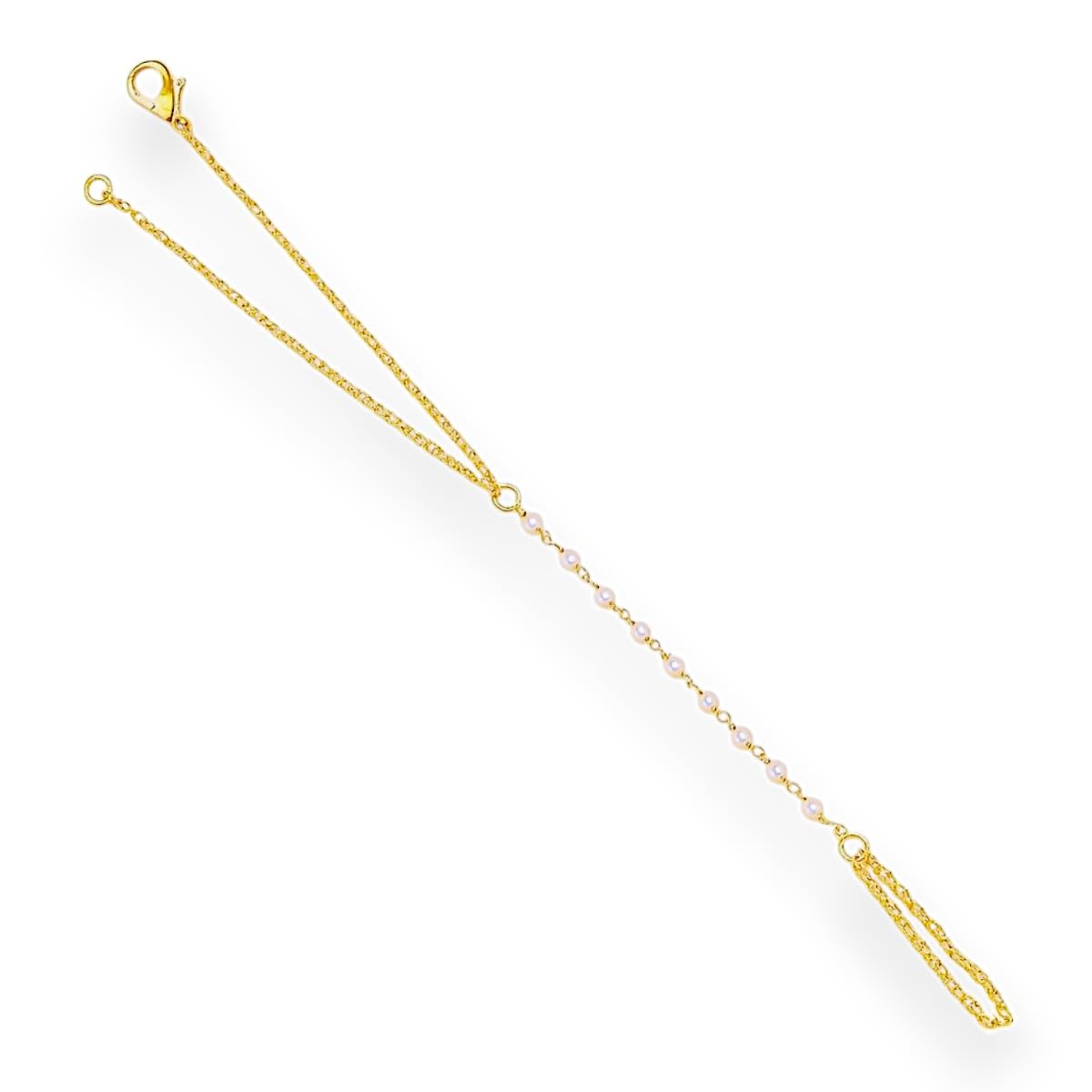 Accessher Gold Platted Hand Harness Bracelet for Women | Delicate Chain with Faux Pearls | Finger Ring to Wrist Chain | Indian Bridal Jewelry, Mehndi, Boho, Fes