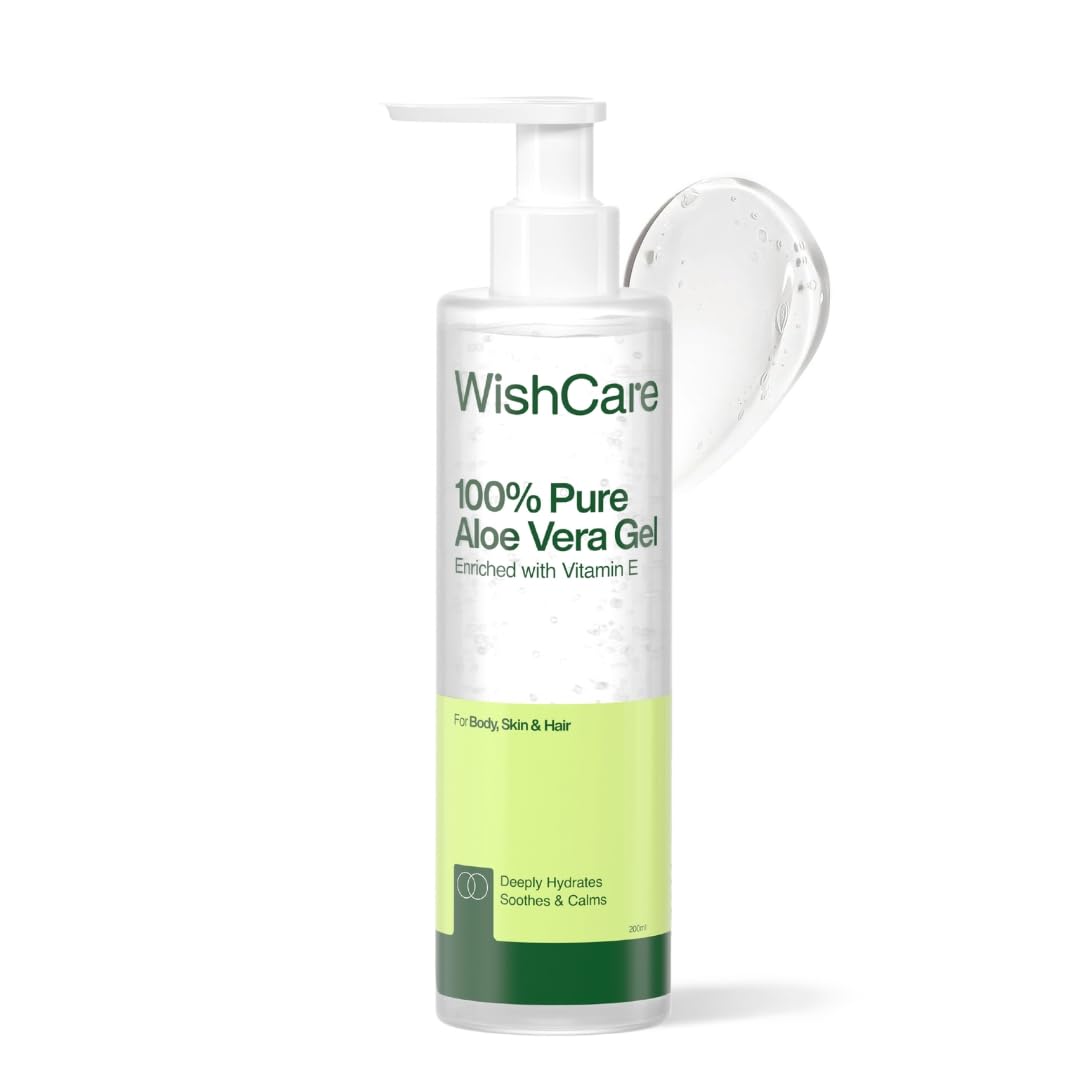 WishCare Pure & Natural Aloe Vera Gel - 200 Ml - Enriched With Vitamin E - Multipurpose Gel for Skin and Hair…
