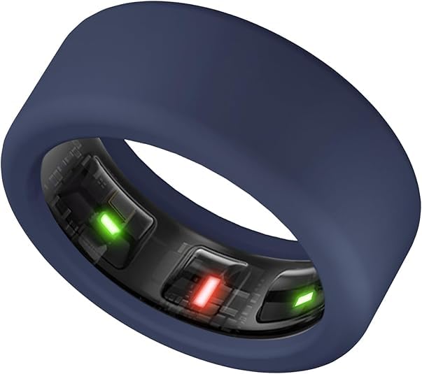 OJOS Silicone Ring Cover Compatible with Oura Ring Gen 3/ Gabit Ring, Round Ring Case Elastic Ring Protection Smart Ring Protector Sleeve Accessories (Blue, Sma