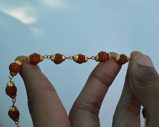 Rudraksh Mala with Japa Bag Gaumukhi, Natural Himalayan Genuine Original Rudraksha Rosary Garland Japa Mala, Religious Tibetan Rudraksha Mala Necklace Bracelet