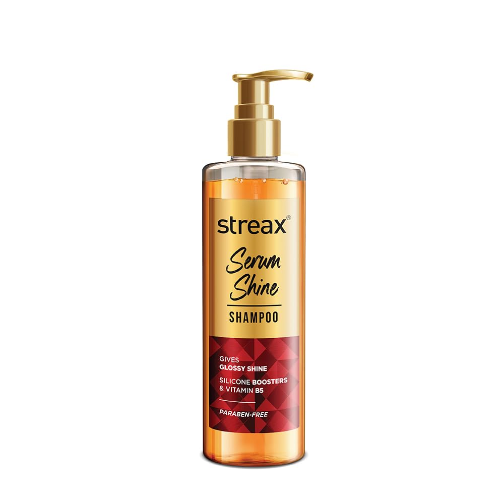 Streax Serum Shine Shampoo, 490ml |Shampoo for Frizzy and Dry Hair |Mildy everyday |for Women & Men,Paraben-Free with Silicon Boosters & Vit B5 | For Smooth & S