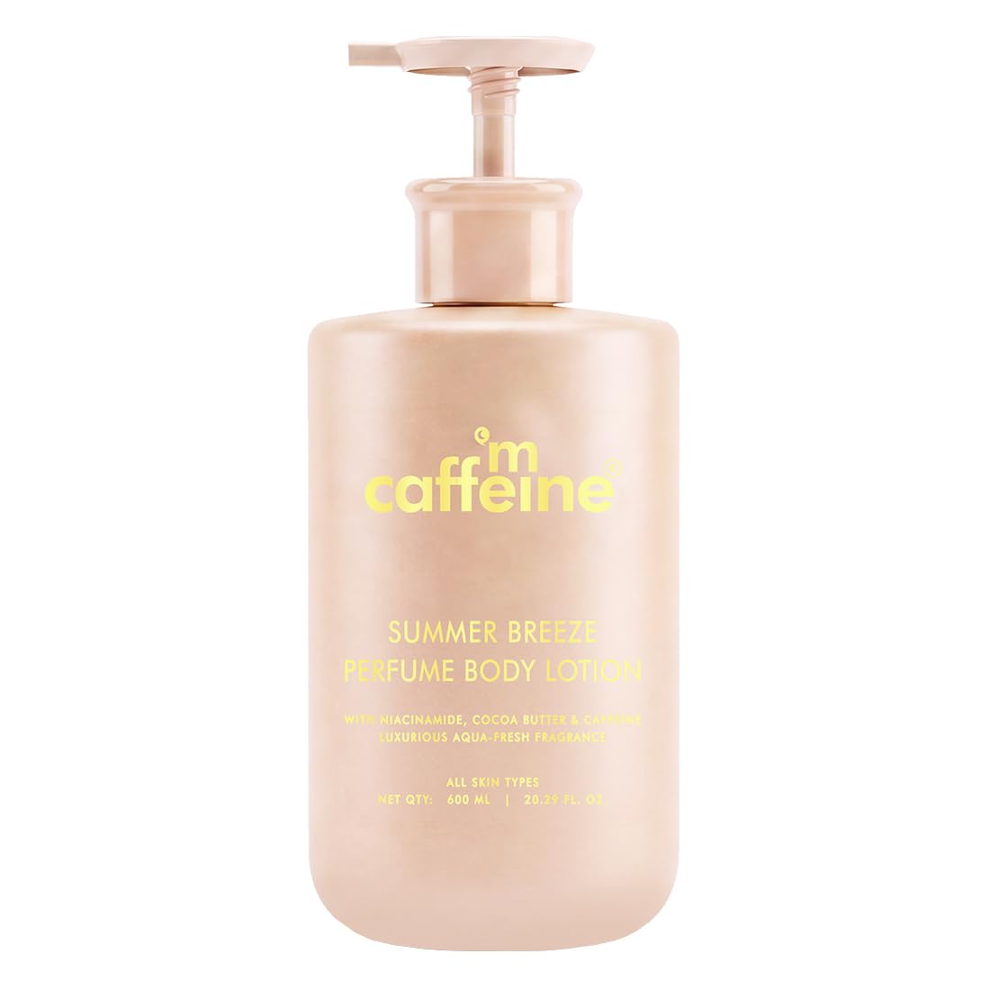 mCaffeine Summer Breeze Perfume Body Lotion 600ml| Niacinamide, Cocoa & Shea Butter For Deep Moisturization | Lightweight, Non-Sticky & Daily Use | Aqua-Fresh B