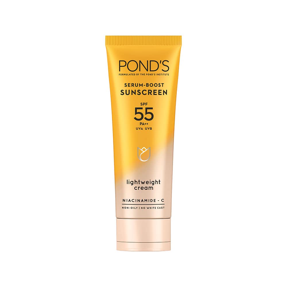 POND'S Serum boost sunscreen prevent and fade dark patches & Ponds Bright Beauty Spotless Glow Facewash with Vitamin B3 100g Combo