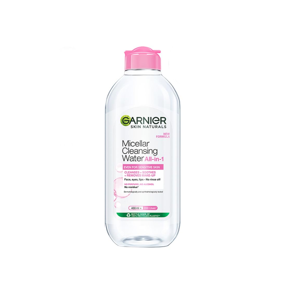 Garnier Micellar Cleansing Water For Sensitive Skin | Make-Up Remover & Cleanser - Removes makeup, dirt & impurities & Hydrates Skin | Just Pour, Press & Swipe | 400ml