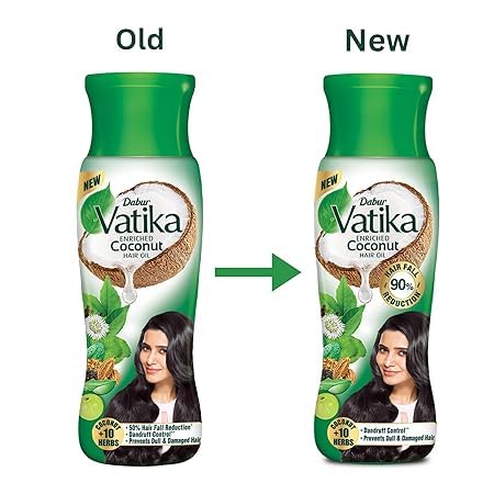Dabur Vatika Enriched Coconut Hair Oil - 405 ml | For Strong, Thick & Shiny Hair | Good for Scalp Health | Enriched with 10 Herbs