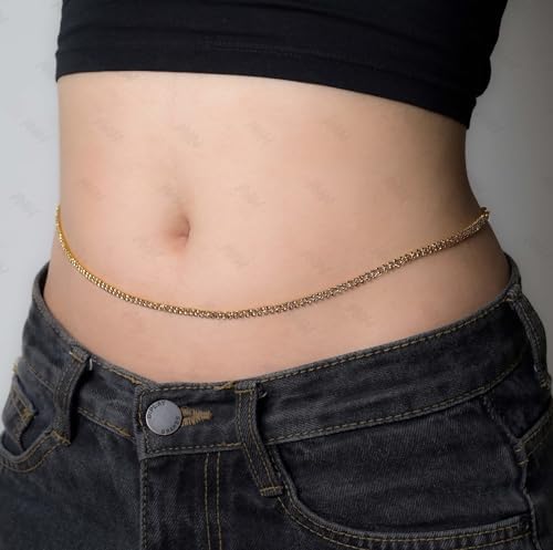 Gold Plated Belly Chain Kamarband for Women - Adjustable Waist Hip Jewelry