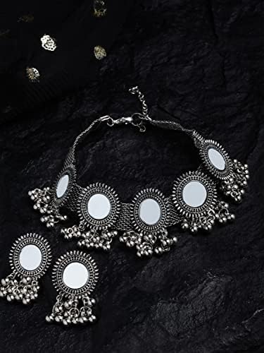 Elegant Oxidized Choker Necklace Set - Handcrafted Traditional Indian Jewelry for Women