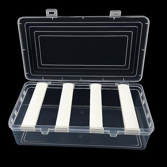 Bangle Storage Box with 4 Removable Rods, Clear Plastic Organizer, Multi-Compartment Jewelry Display Container, Stackable Design, Dust Protection, 32D x 16W x 9