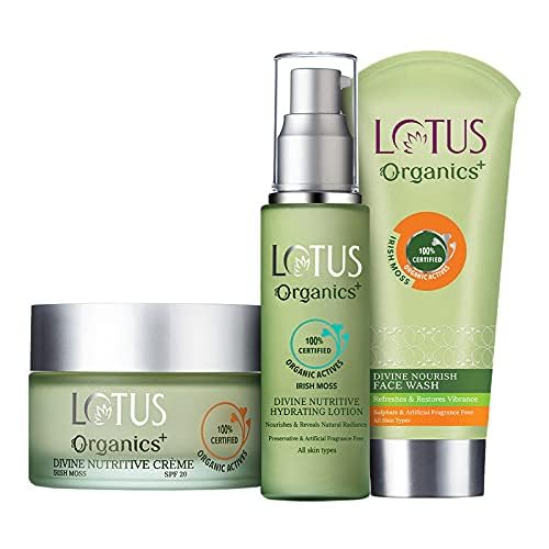 Lotus Organics+ Divine Nutritive Day Cream, Body Lotion & Face Wash Combo | 3 Product Combo