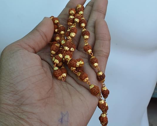 Rudraksh Mala with Japa Bag Gaumukhi, Natural Himalayan Genuine Original Rudraksha Rosary Garland Japa Mala, Religious Tibetan Rudraksha Mala Necklace Bracelet