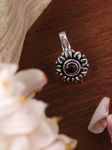 Traditional Maharashtrian Clip-On Nath Nose Ring in Oxidised Silver for Women