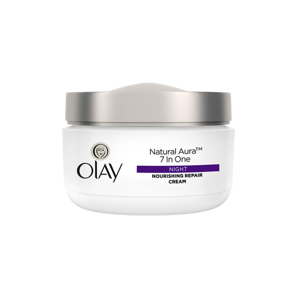 Olay Natural Aura Night Cream | Nourishes Skin for Healthy Glow | Fights 7 Signs of Ageing | With Niacinamide and Vitamin E | Normal, Oily, Dry, Combination Ski