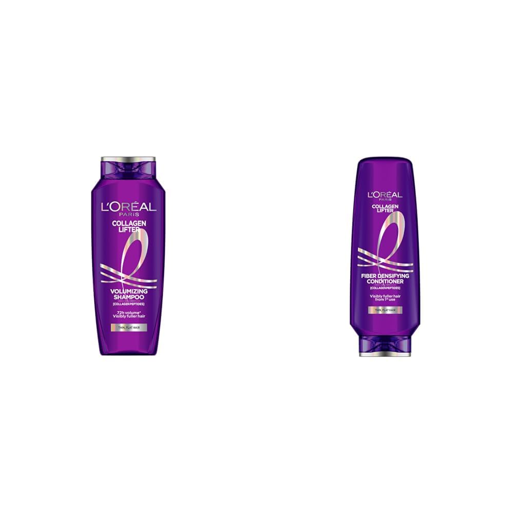 L'Oréal Paris Collagen Lifter Volumizing Shampoo with Collagen Peptides for instant volume 340 ml + Conditioner 175 ml Pack of 2