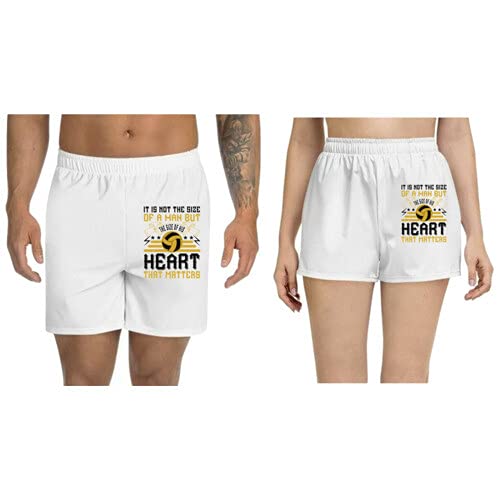 UDNAG Unisex Regular fit 'Vollyball | not the Size of a man but the Size of his Heart that Matters' Polyester Shorts [Size S/28In to XL/40In] L White