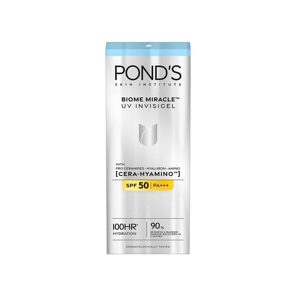 POND'S BIOME Miracle UV Invisigel | 100HR Hydrating Gel Moisturizer With SPF50 PA+++ | For All Skin Types | 50g