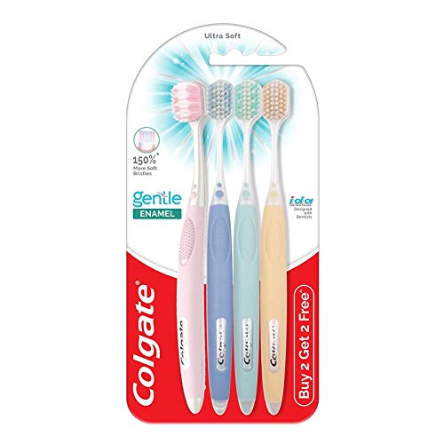 Colgate Gentle Enamel Ultra Soft Bristles Manual Toothbrush For Adults, 4 Pcs (Buy2 Get 2)& Swarna Vedshakti Ayurvedic Cavity Protection,Toothpaste - 400Gm,Mult