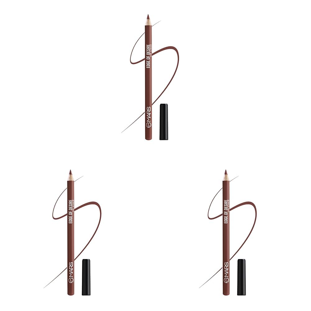 MARS Matte Lip Liner | One Swipe Smooth Application | Long Lasting Lip Pencil (1.4gm) (02-DEEP DAWN) (Pack of 3) 02-DEEP 1 g (Pack of 3)