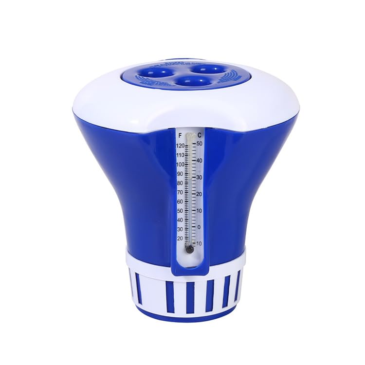 Swimming Pool Chemical Floating Chlorine Tablets Dispenser with Thermometer for Swimming Pools, Spas, Hot Tubs, Fish Ponds & Aquarium.