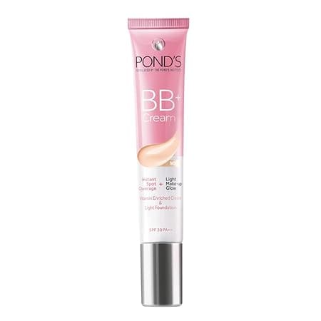 POND'S - Bb+ Cream For All Skin Types,Ivory Lightweight Natural Foundation & Light Foundation,Spf 30 Pa++,Instant Spot Coverage (18g)