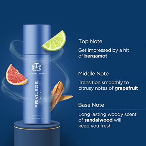 The Man Company Deodorant For Men - Privilege Active | Premium Fragrance | Long-lasting Freshness | Protects Against Body Odour | Keeps You Active - For Men (15