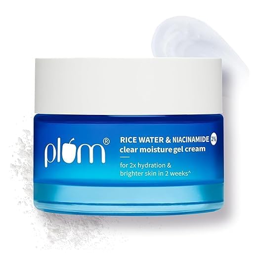 Plum 2% Niacinamide & Rice Water Superlight Gel Cream Moisturizer for Face 100g | Oil-Free Hydration | Brightens, Fades Blemishes | Dermat-Tested | All Skin Typ