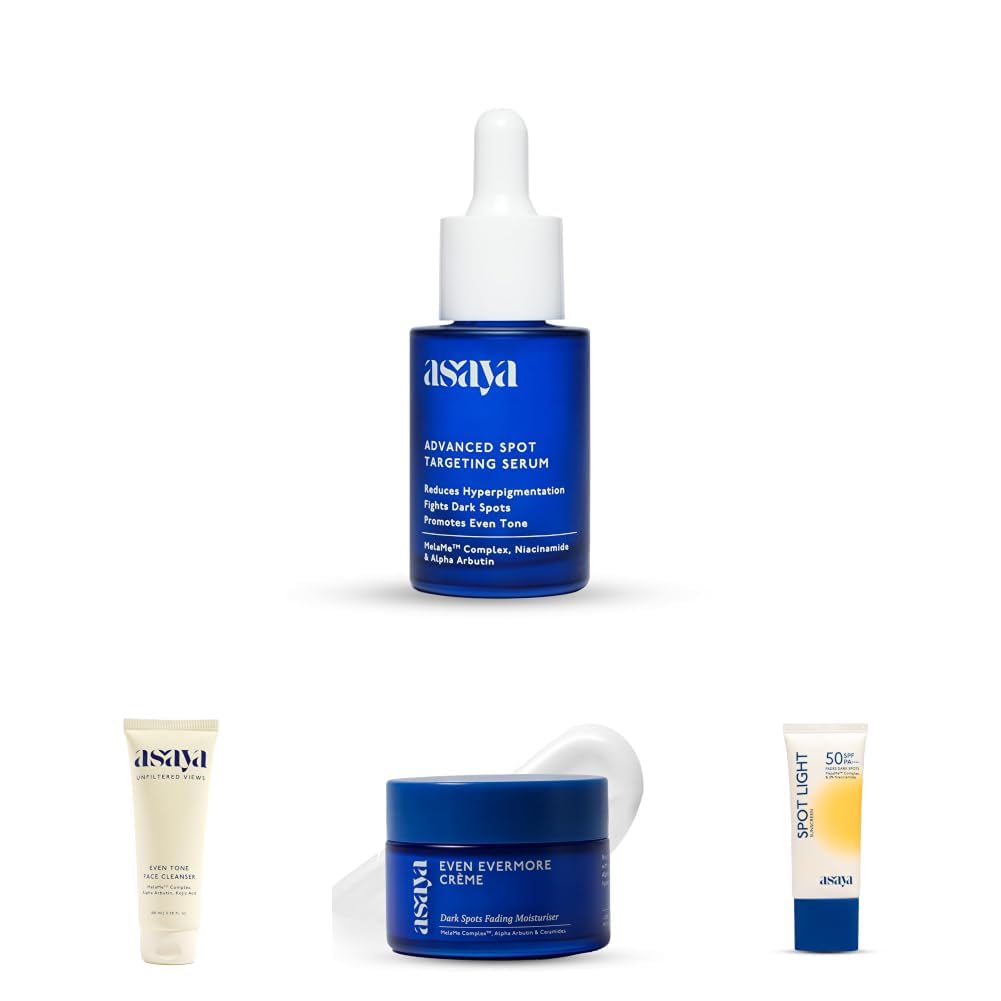 Asaya Advanced Anti-Pigmentation CSMS Routine Set | Dark Spot Face Wash 100ml, Dark Spot Pigmentation Serum 30ml, Ceramides Moisturizer 50g & Spot Light SPF 50