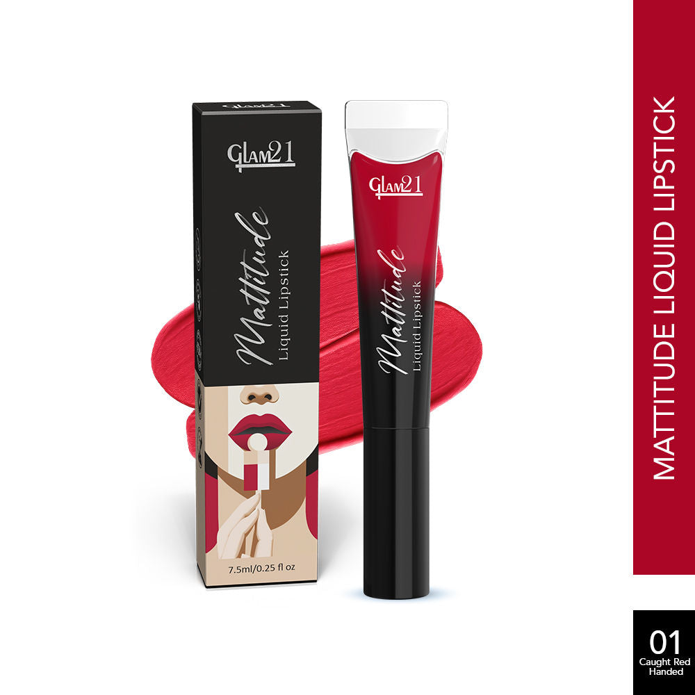 GLAM21 Mattitude Liquid Matte Lipstick - Caught Red Handed (7.5ml)