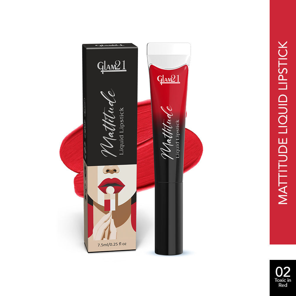GLAM21 Mattitude Liquid Matte Lipstick - Toxic In Red (7.5ml)